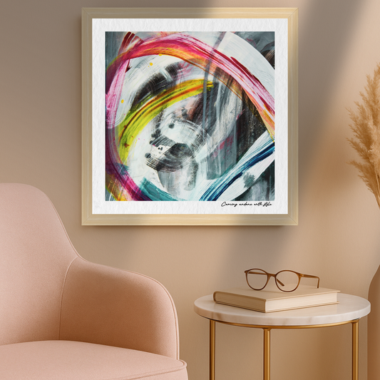 Coming Undone with Style – limited edition abstract art print for midlife women by Le Paused.