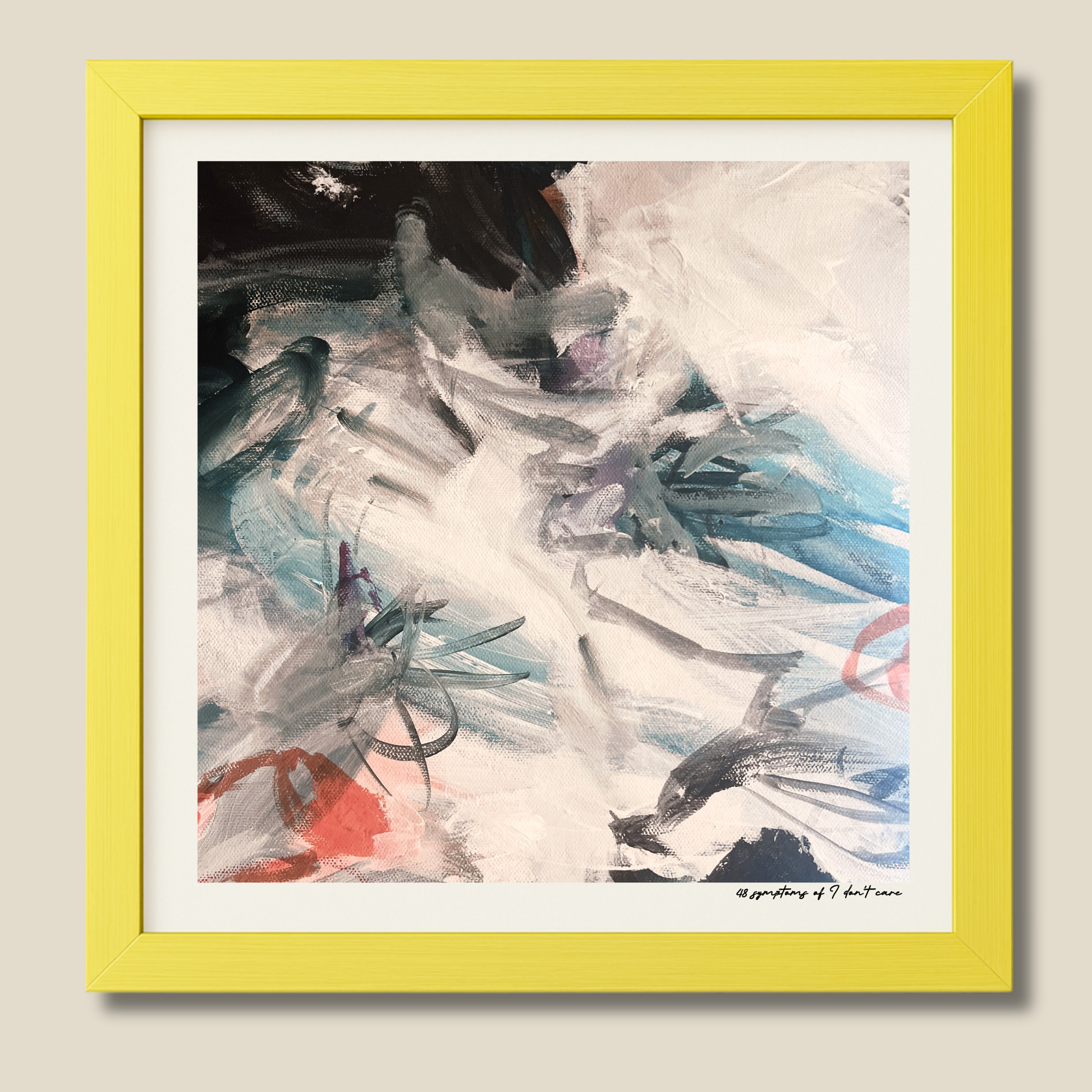 48 Symptoms of I Don't Care – limited edition abstract art print for midlife women by Le Paused.