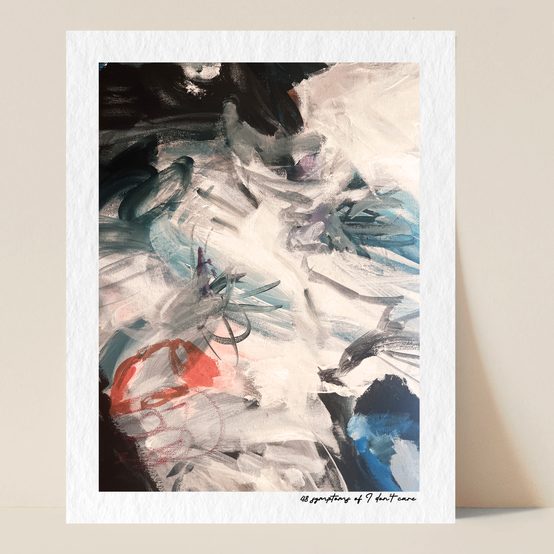 48 Symptoms of I Don't Care – limited edition abstract art print for midlife women by Le Paused.