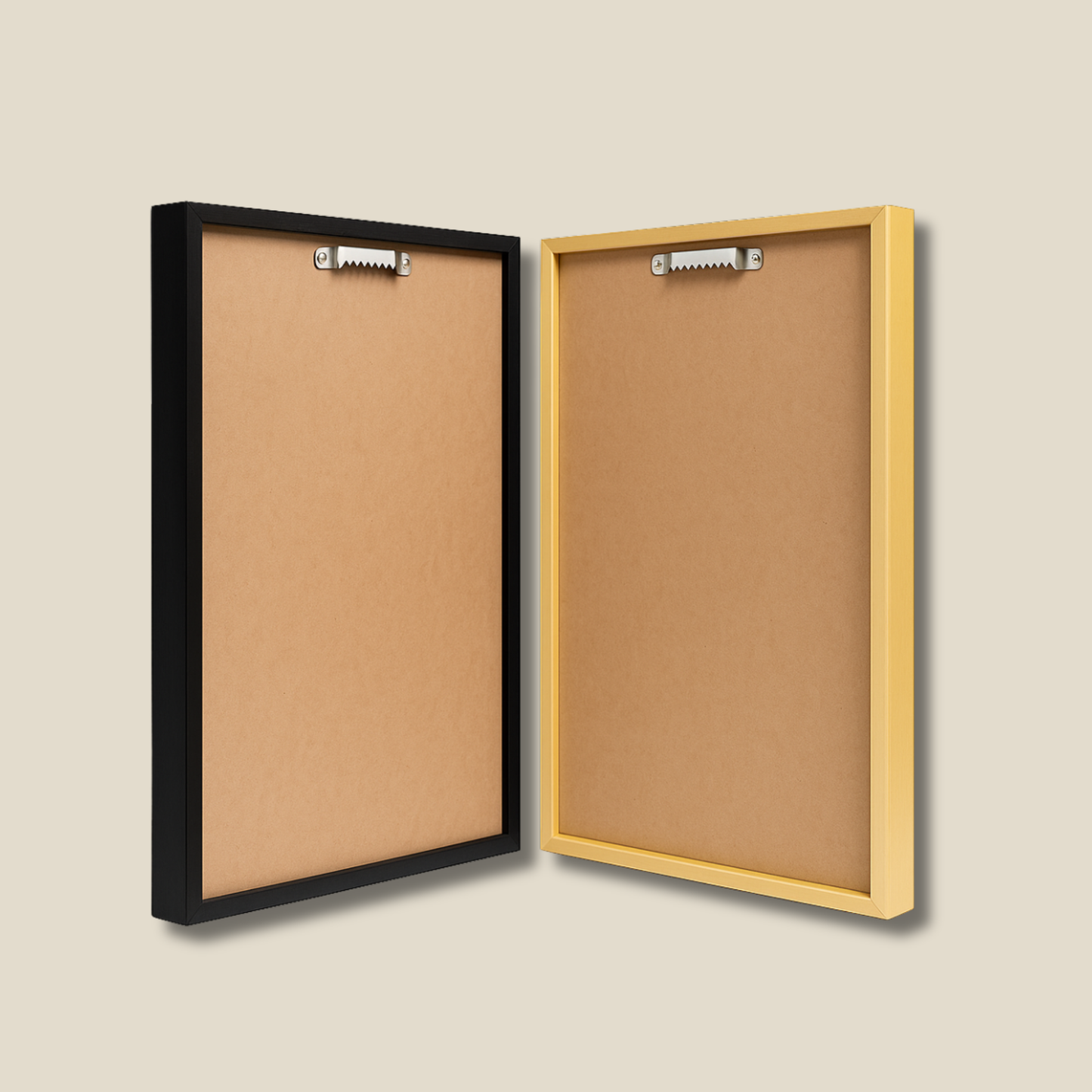 Frame backing with kraft paper and hanging hardware