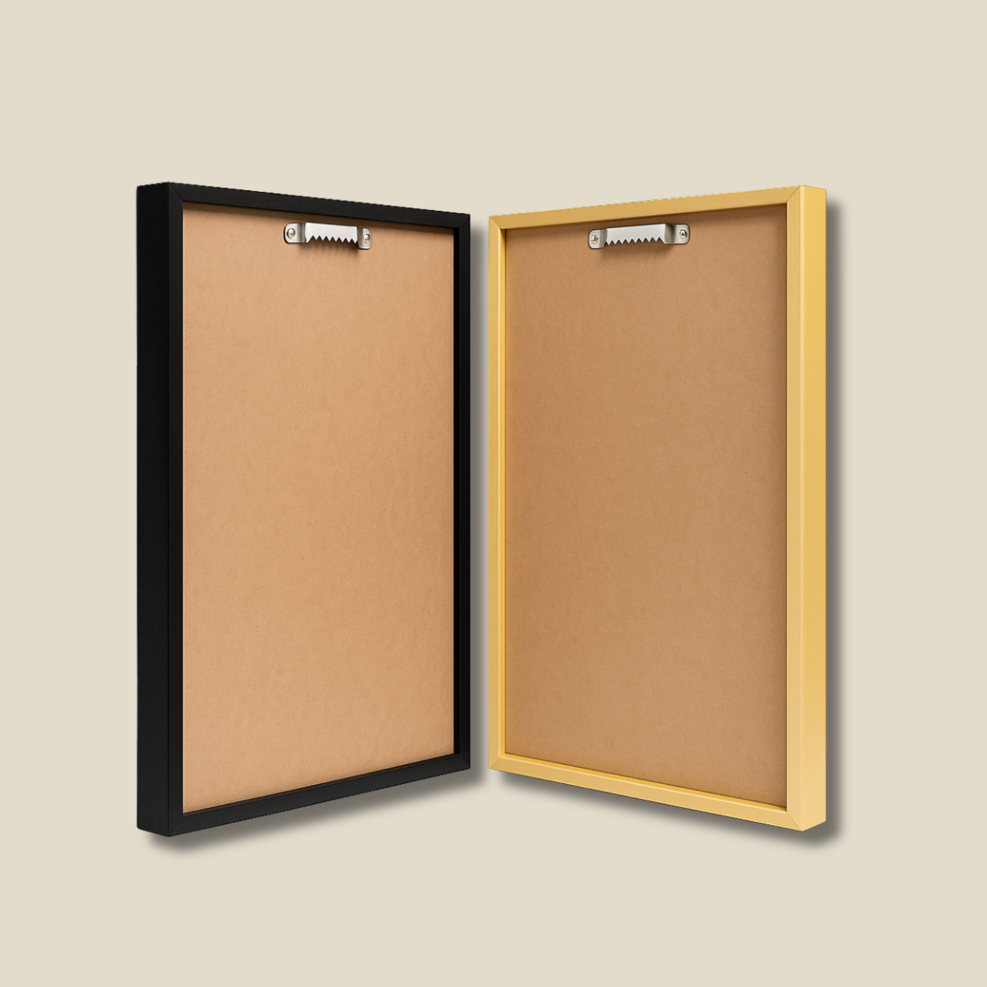 Frame backing with kraft paper and hanging hardware