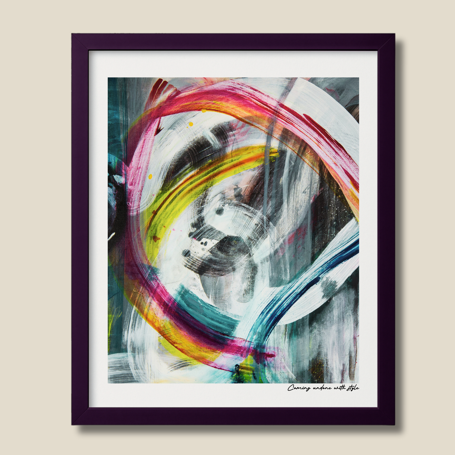 Coming Undone with Style – limited edition abstract art print for midlife women by Le Paused.