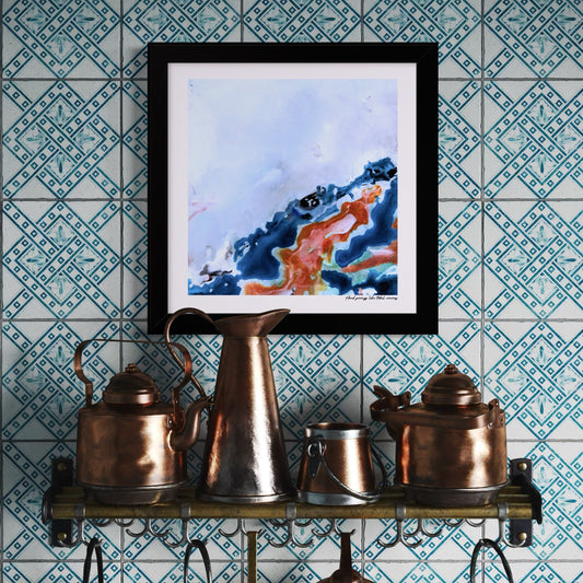 Limited edition fine art print titled 'Mood Swings Like Tidal Waves', elegant from afar and honest up close.